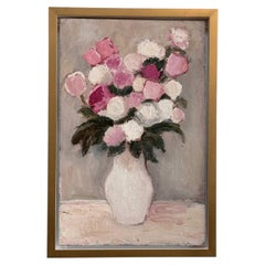 Un bouquet de fleurs, oil on board, by Anna Costa (1922-2022) France