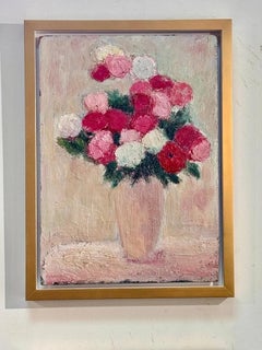 Un bouquet de fleurs, oil on board, by Anna Costa France (20.5")