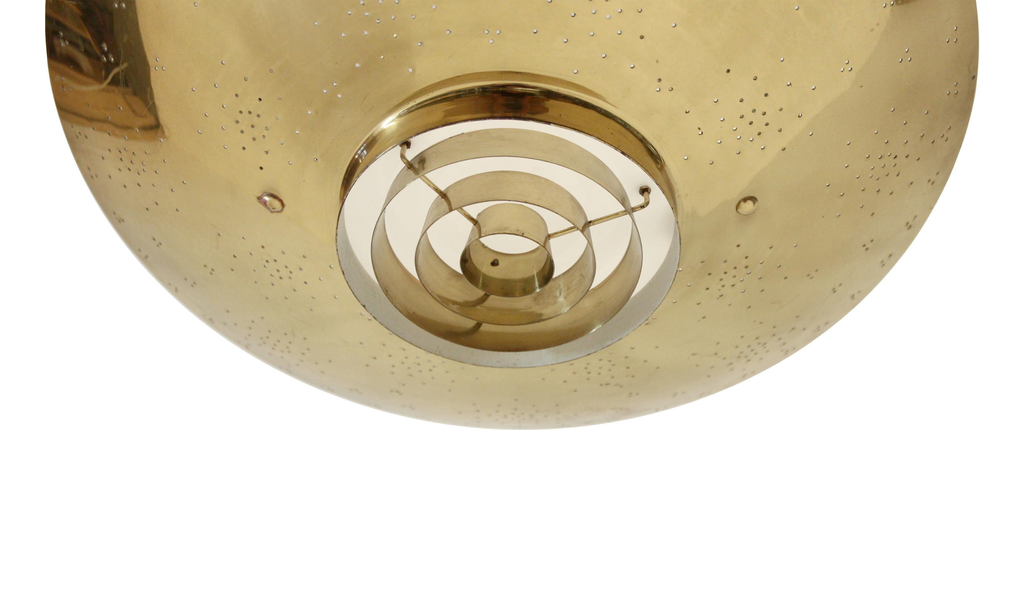Mid-Century Modern 'UN' Ceiling Lamp in Brass by Paavo Tynell, Finland, 1950s