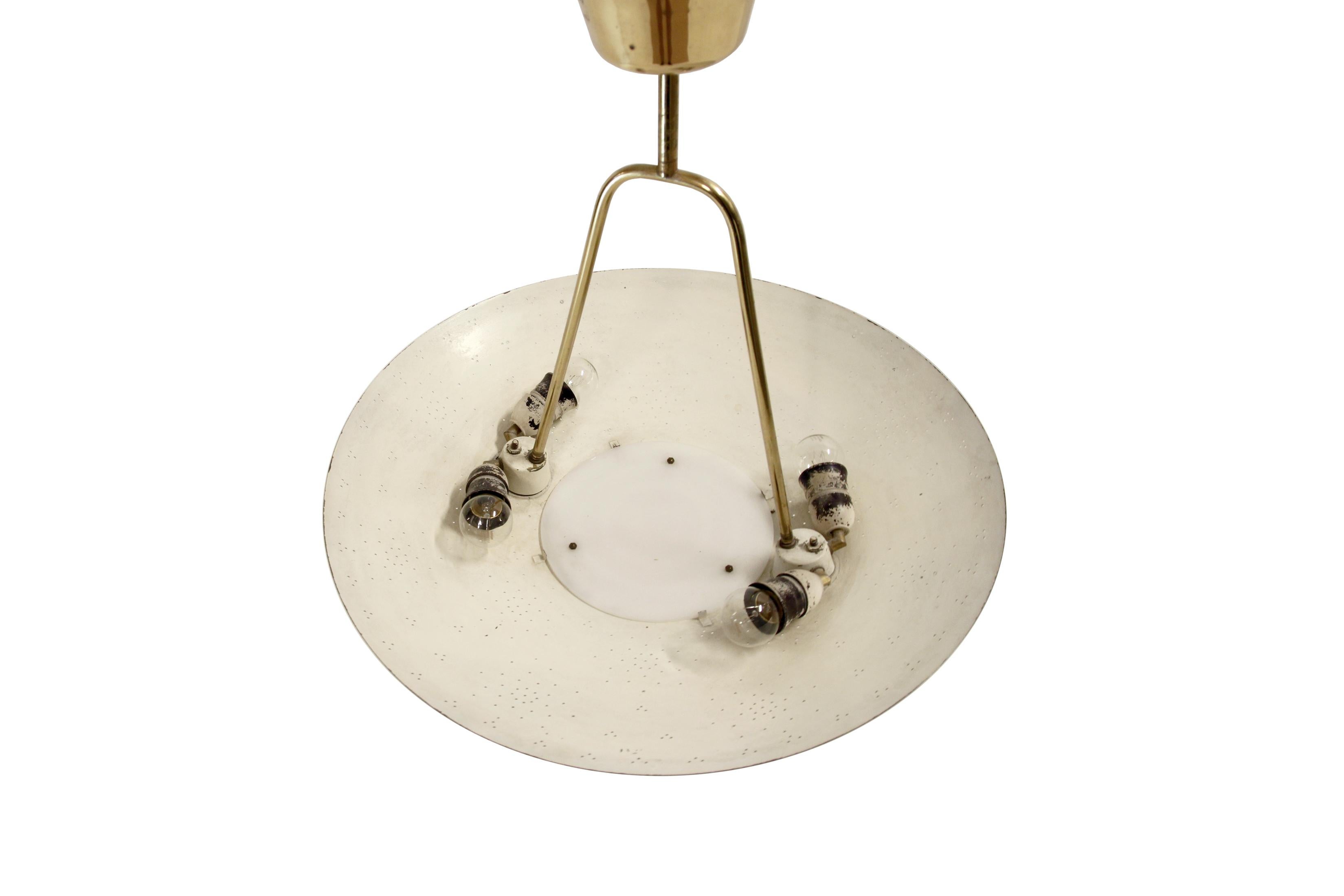 Scandinavian 'UN' Ceiling Lamp in Brass by Paavo Tynell, Finland, 1950s