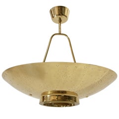 'UN' Ceiling Lamp in Brass by Paavo Tynell, Finland, 1950s