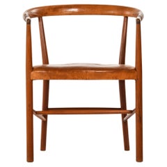 Fauteuil "Un-Chair" en teck et cuir d'origine par Jacob Kjær, 1949