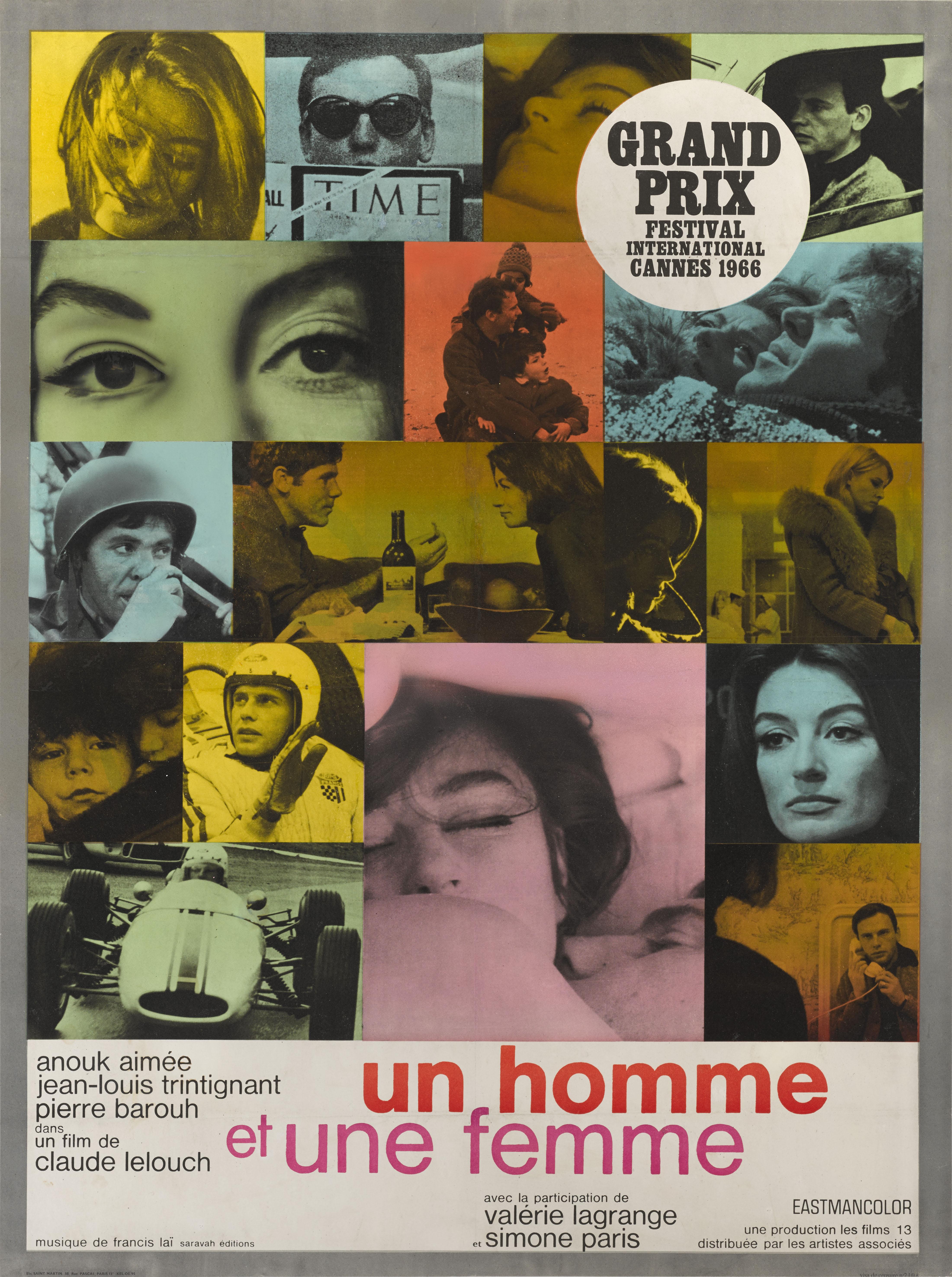Raro cartel original en color de la película francesa de la Nueva Ola de 1966 Un Homme et une Femme / Un hombre y una mujer.
Esta película estaba protagonizada por Anouk Aimee y J-L Trintignant, y dirigida por Claude Lelouch.
Este póster tiene