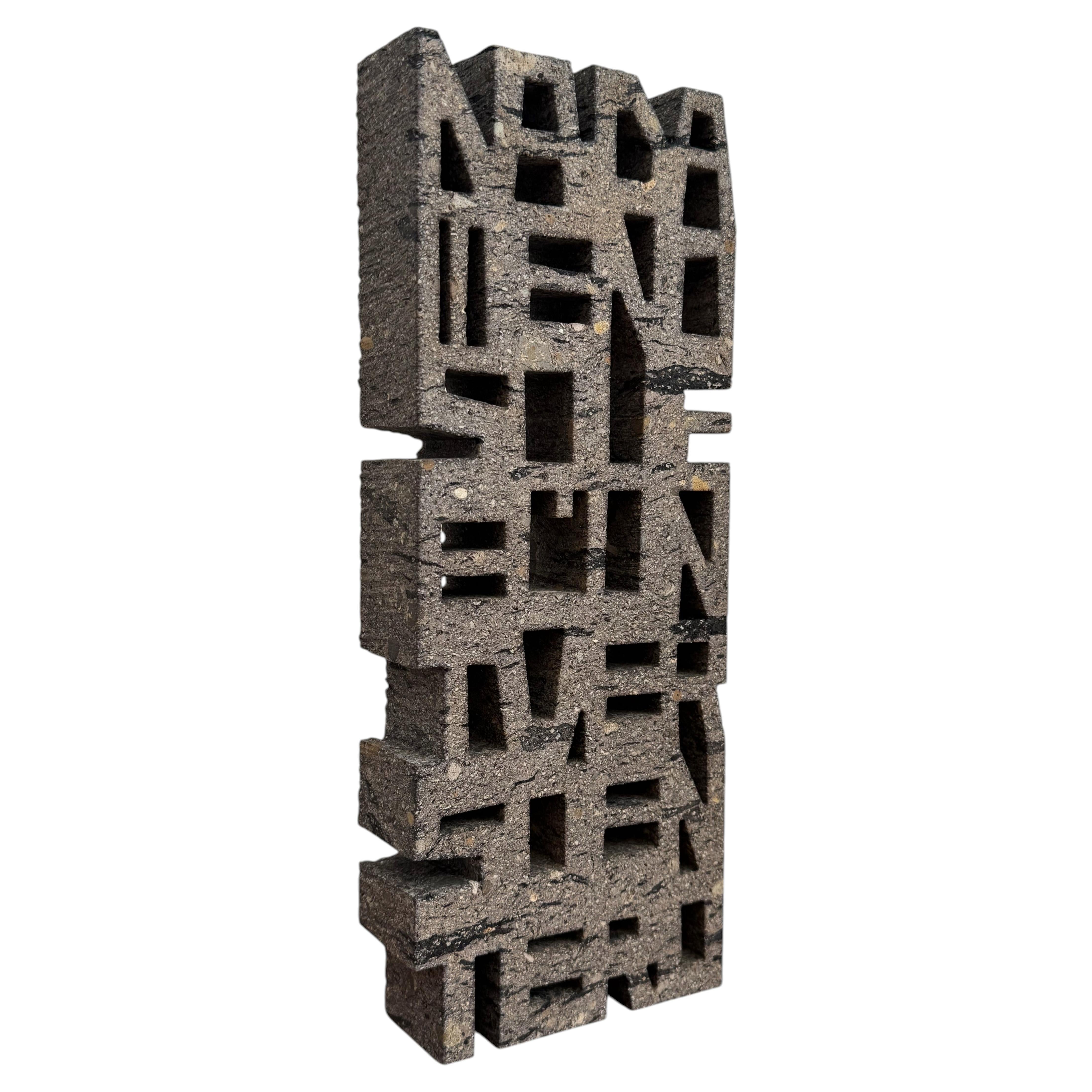 "Un Jardín" – Abstract brutalist cantera stone sculpture