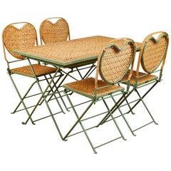 "Un Jardin en Plus" Metal and Cane Table and Chairs