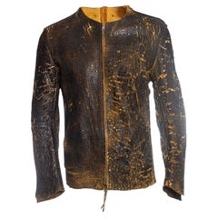 Un solo mondo, distressed leather jacket