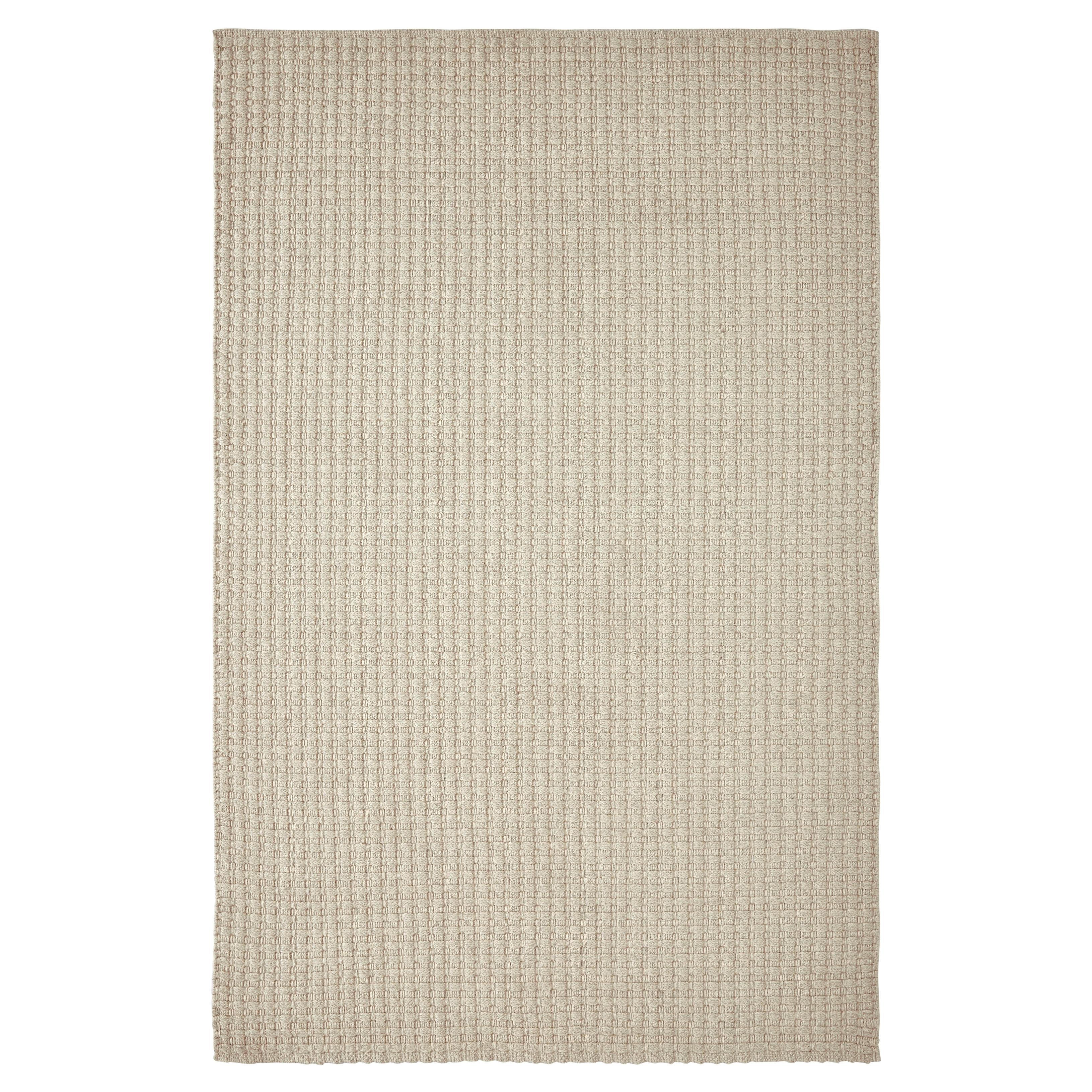 Una alfombra de lana beige de 6x9 pies con diseño de textura de cinturón tejida a mano de lujo