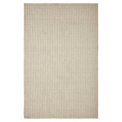 Una 6x9ft beige in lana con texture a cintura, tappeto di lusso tessuto a mano