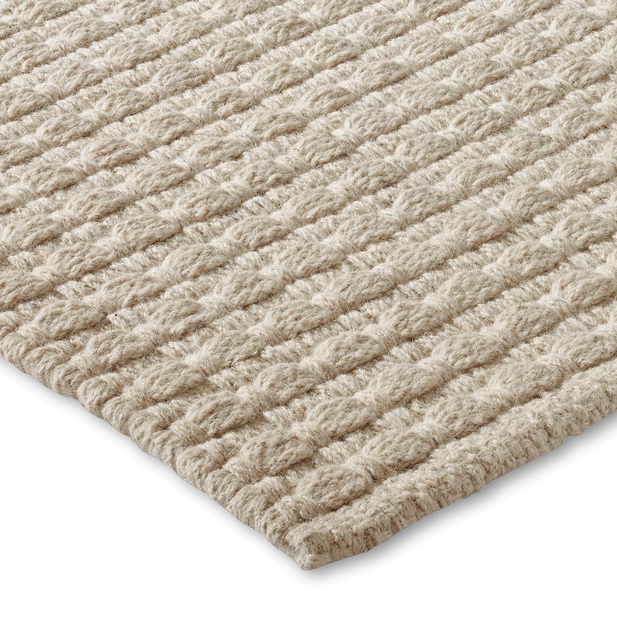 Una 8X10ft Beige Wool Belt Texture Design Luxury Handwoven Rug For Sale 1