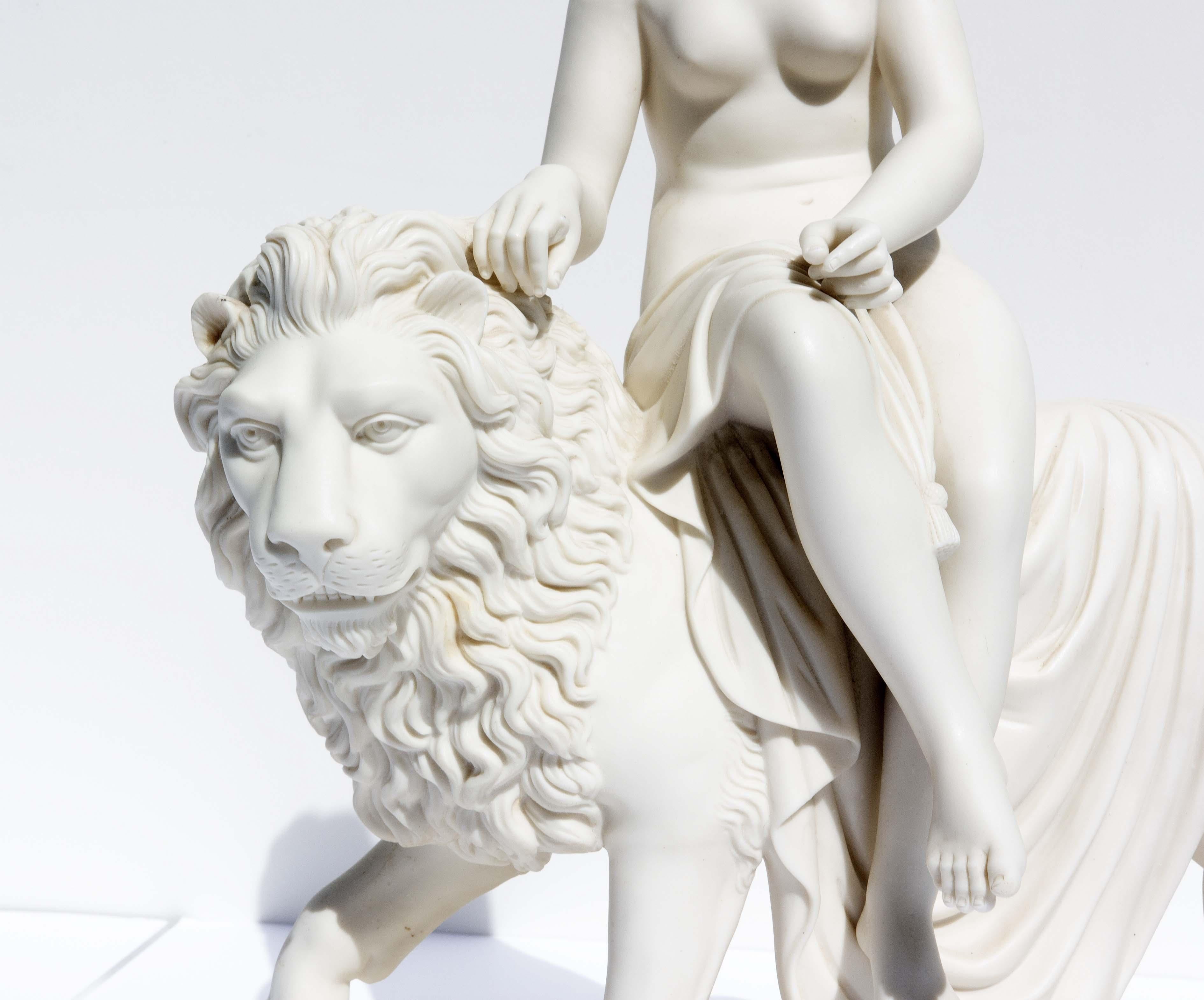 Neoclassical Revival Una and the Lion Parian Statue English, 19th Century For Sale