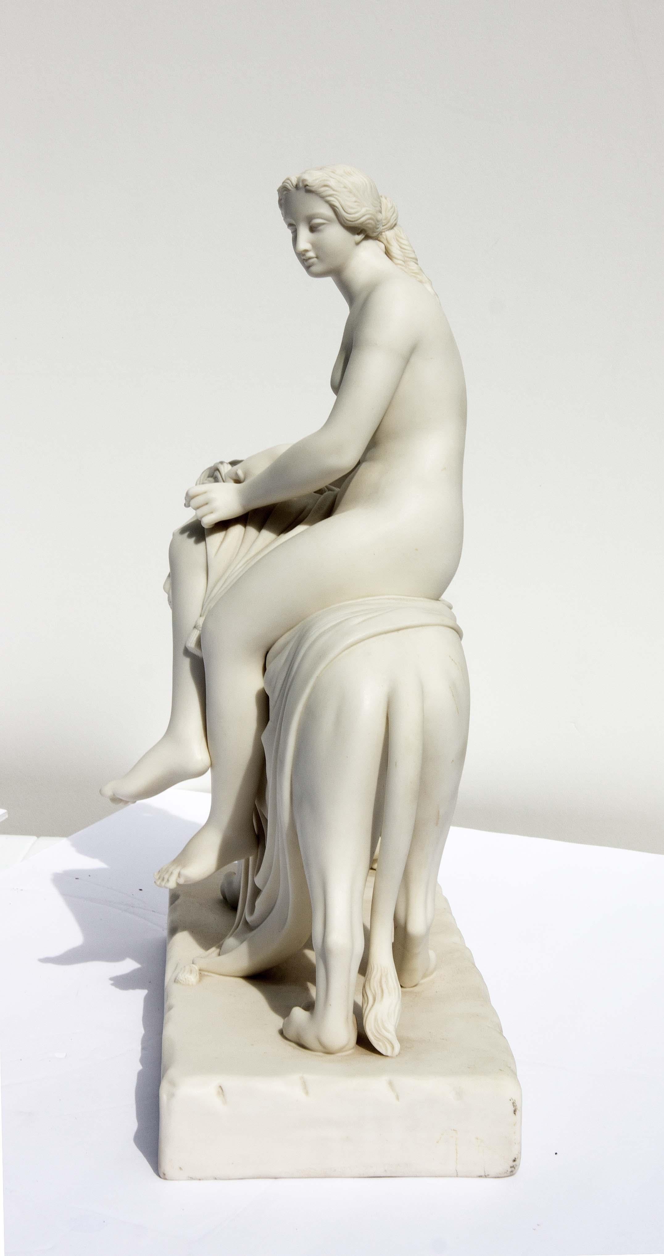 Céramique Statue de Parienne Una et le Lion Anglaise, 19ème Siècle en vente