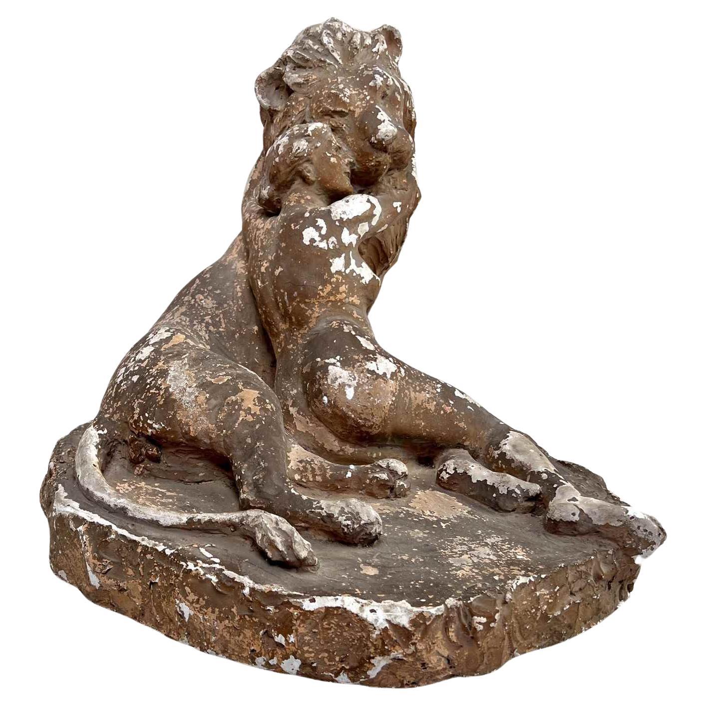 Sculpture "Una et le lion" d'Octave Galliard-Sansonetti datée de 1903 en vente