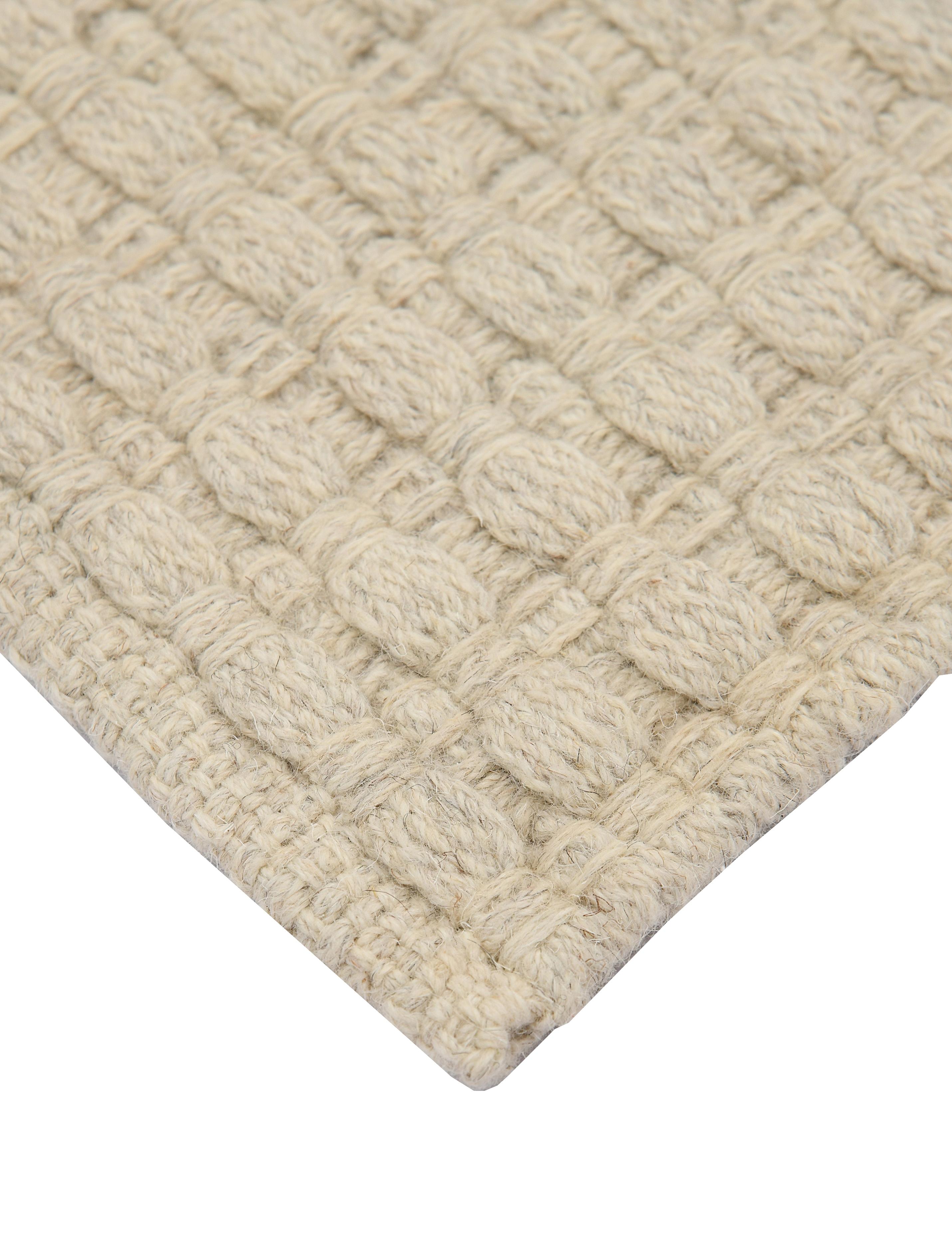 Indian Una, Ash, Handwoven Face 60% Undyed NZ Wool, 40% Undyed MED Wool, 6' x 9' For Sale