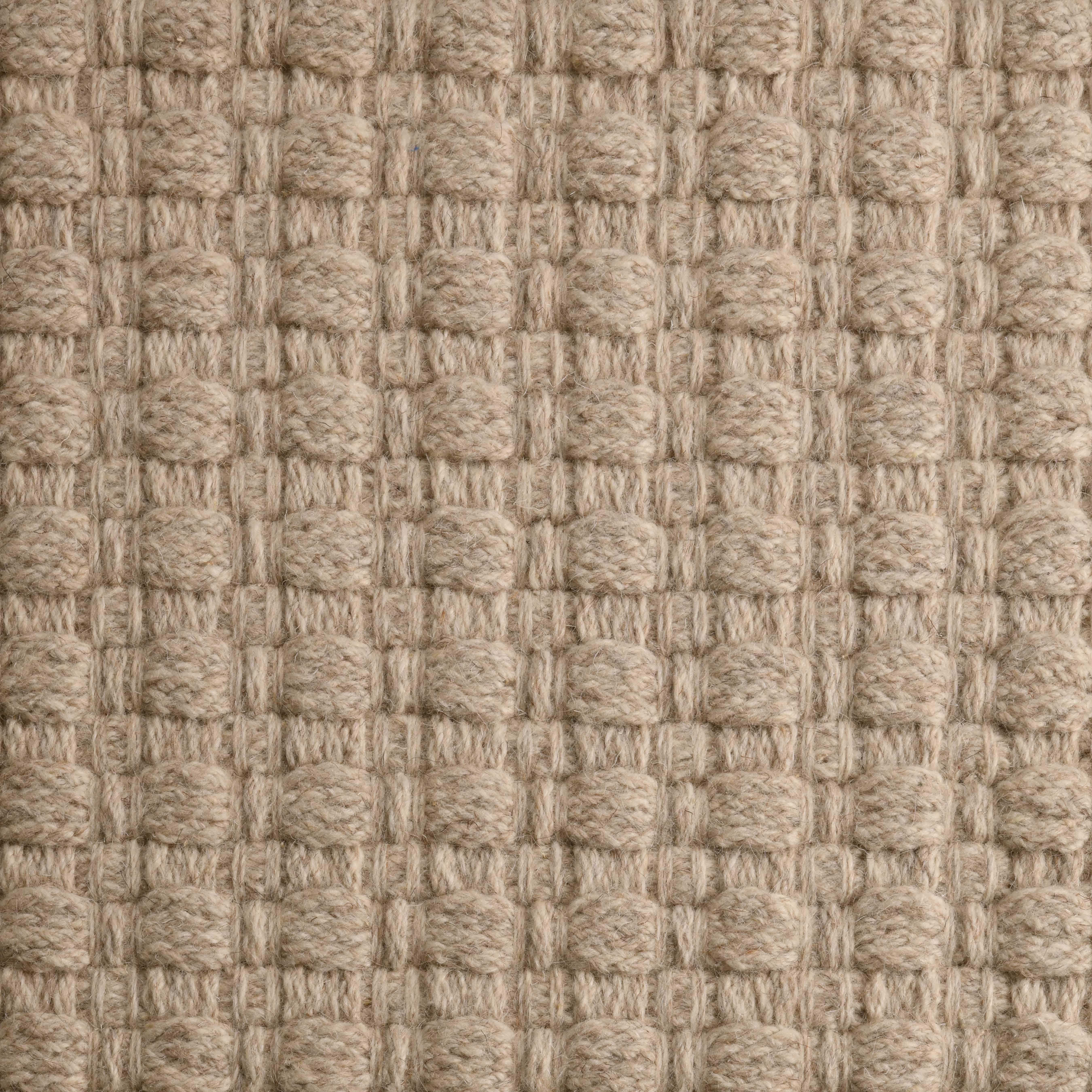Una, Beige, Handwoven Face 60% Undyed NZ Wool, 40% Undyed MED Wool, 8' x 10'