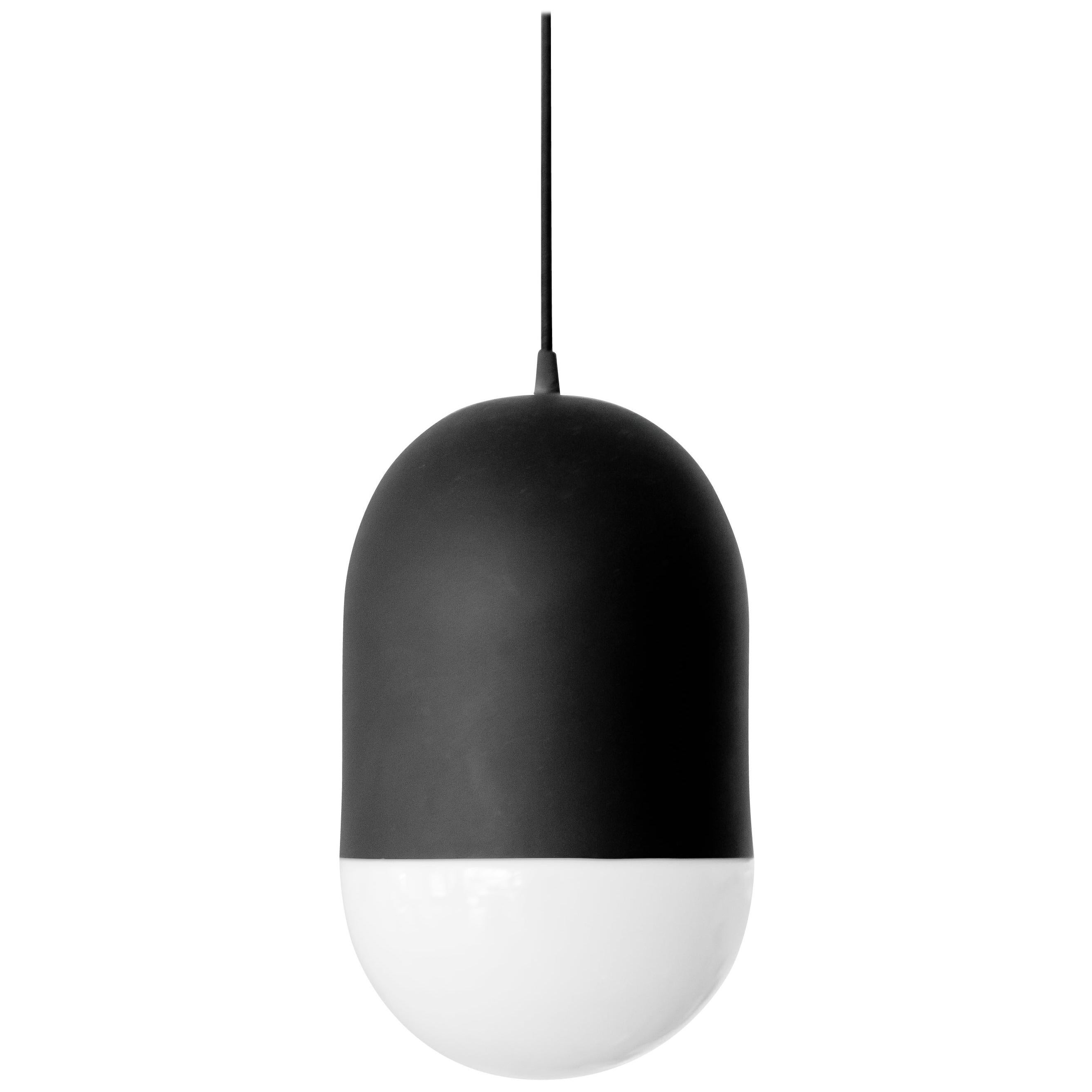 Una black Pendant Lamp with glass shade