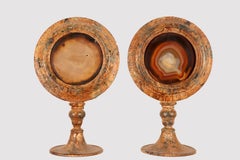 Una coppia di specimen naturale di agate con porta candela, Italia 1880.