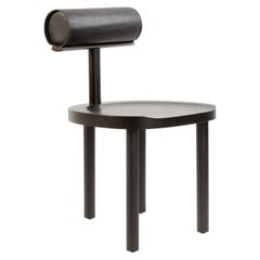 UNA Dining Chair in Black Stained Oak with Leather Back by EP