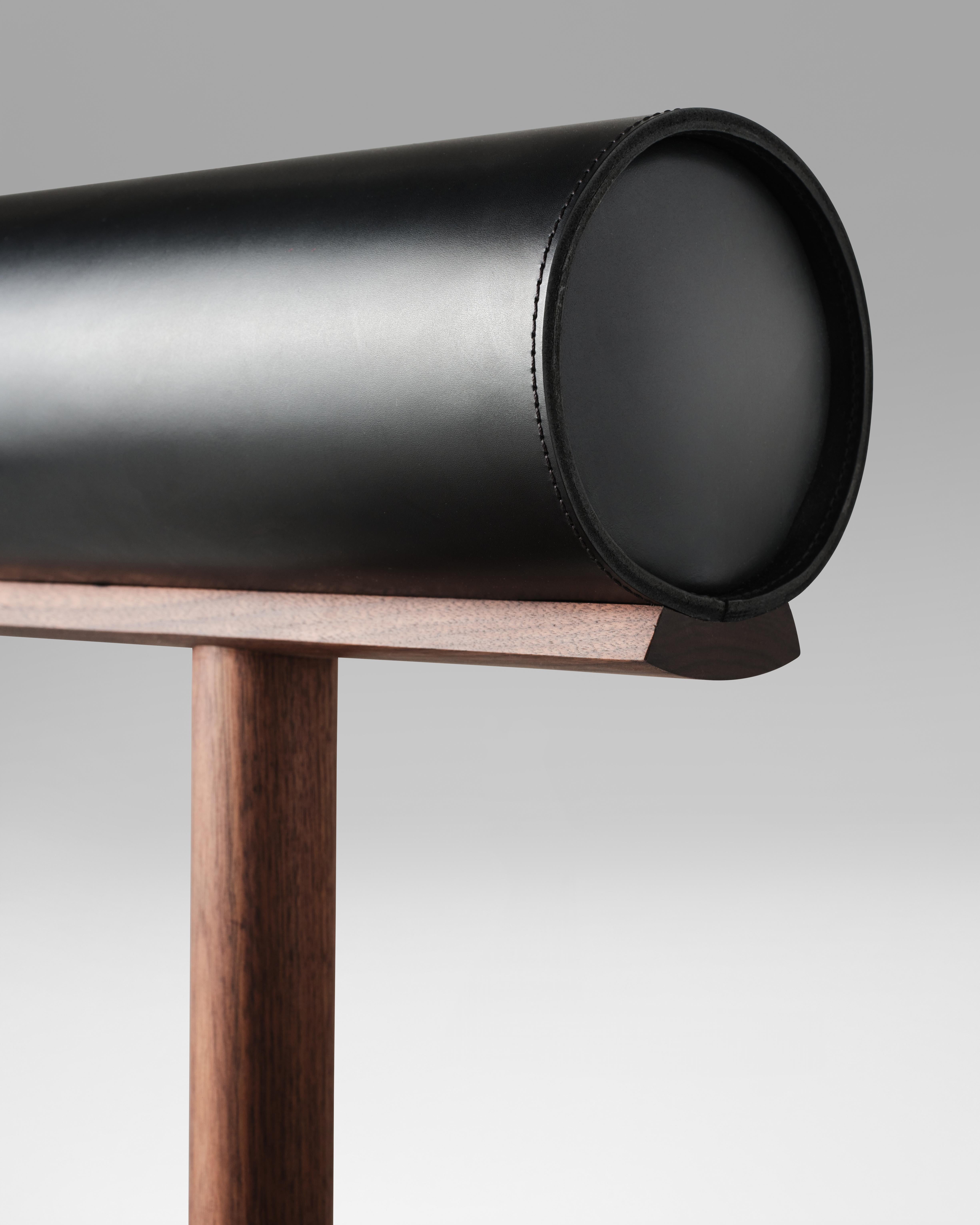 UNA Dining Chair in Black Stained Ash with Leather Back by Estudio Persona For Sale 6