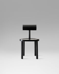 UNA Dining Chair in Black Stained Ash with Leather Back by Estudio Persona