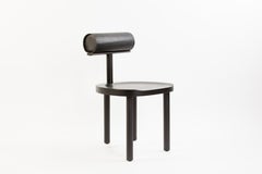 UNA Dining Chair in Black Stained Oak with Leather Back by Estudio Persona