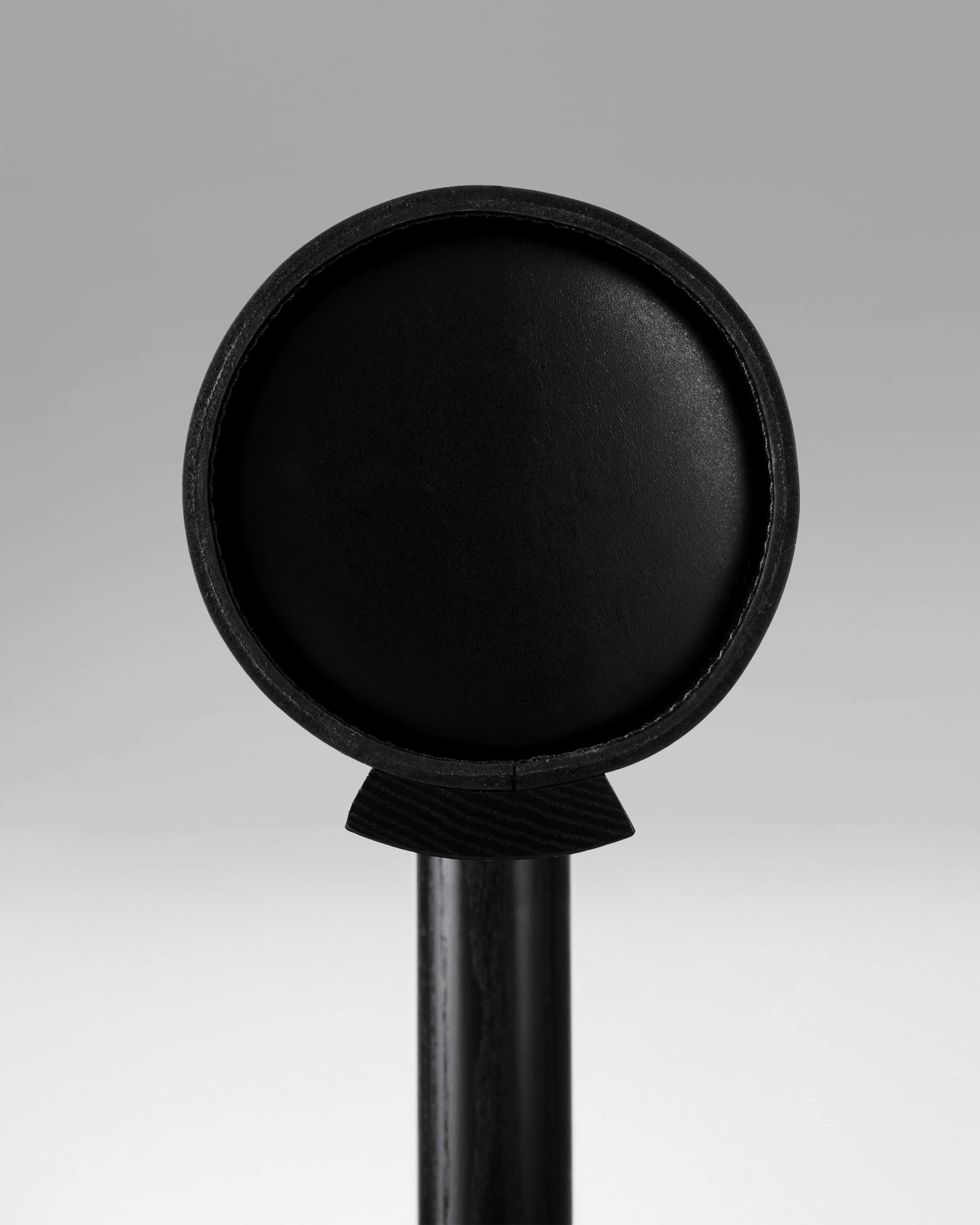 American UNA Dining Chair in Black Stained Ash with Leather Back by Estudio Persona For Sale