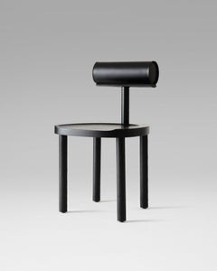 UNA Dining Chair in Black Stained Ash with Leather Back by Estudio Persona