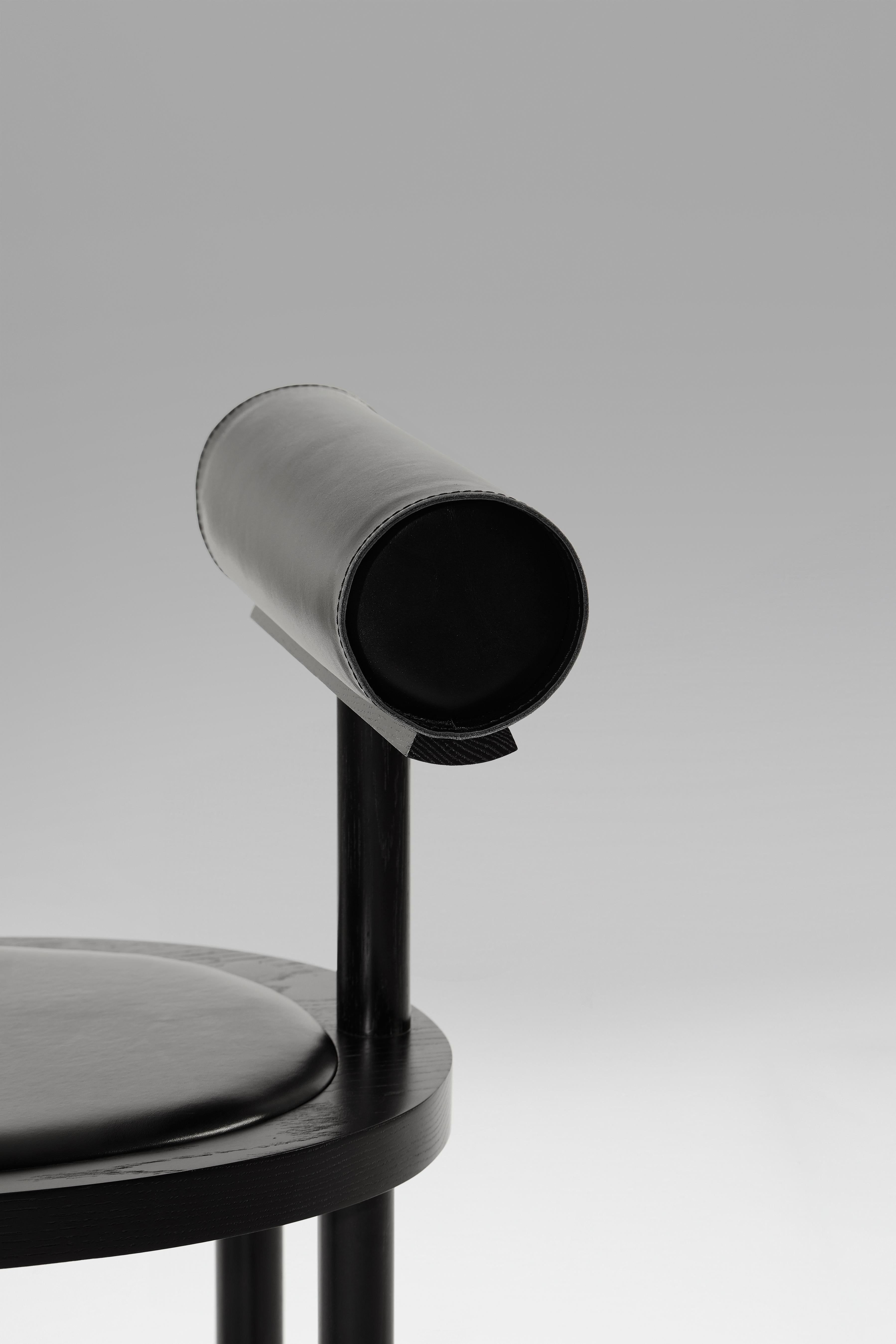UNA Dining Chair in Natural Maple with Leather Back by Estudio Persona For Sale 2