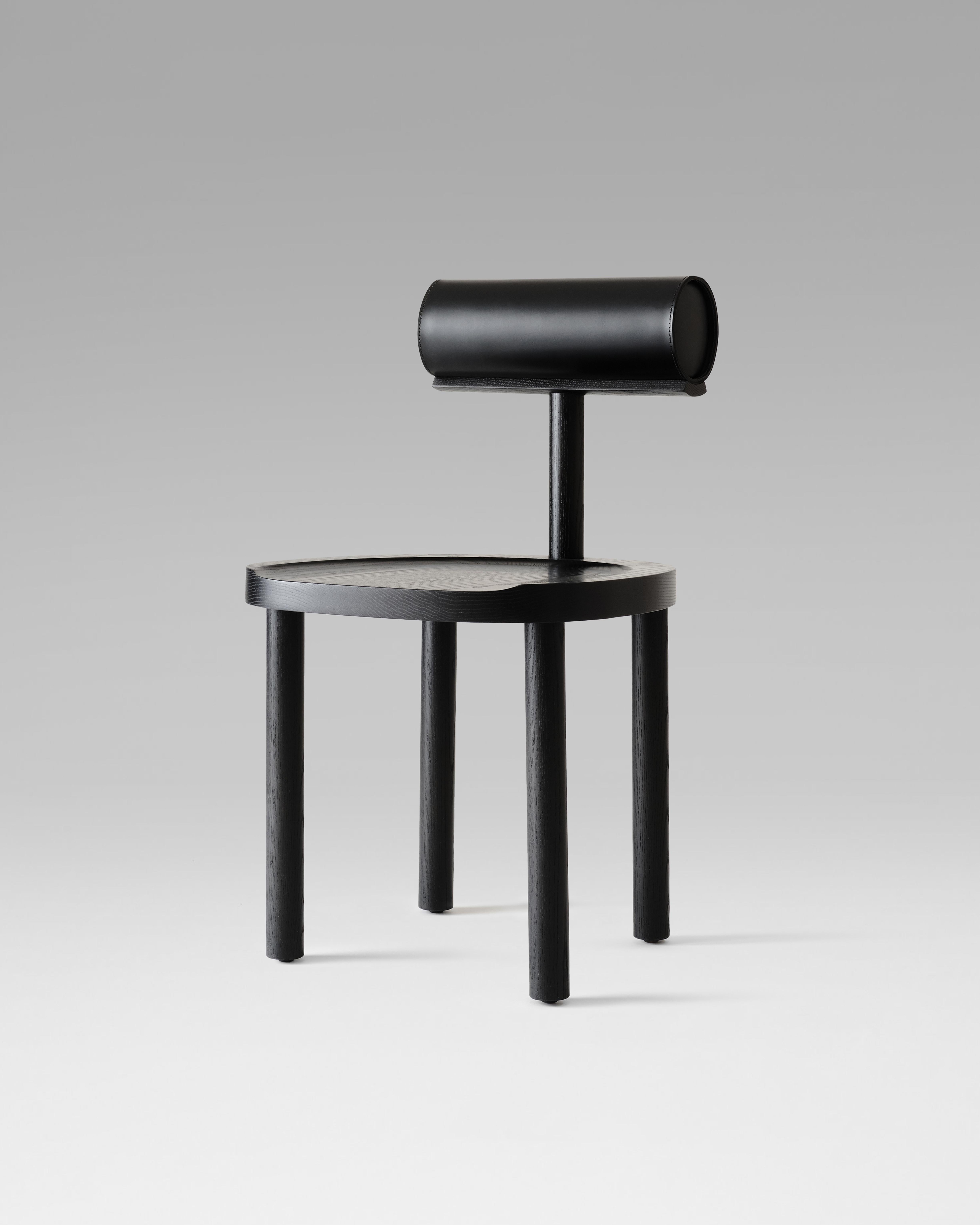 UNA Dining Chair in Natural Maple with Leather Back by Estudio Persona For Sale 3