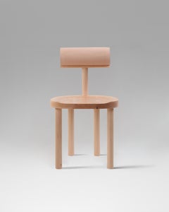 UNA Dining Chair in Natural Maple with Leather Back by Estudio Persona
