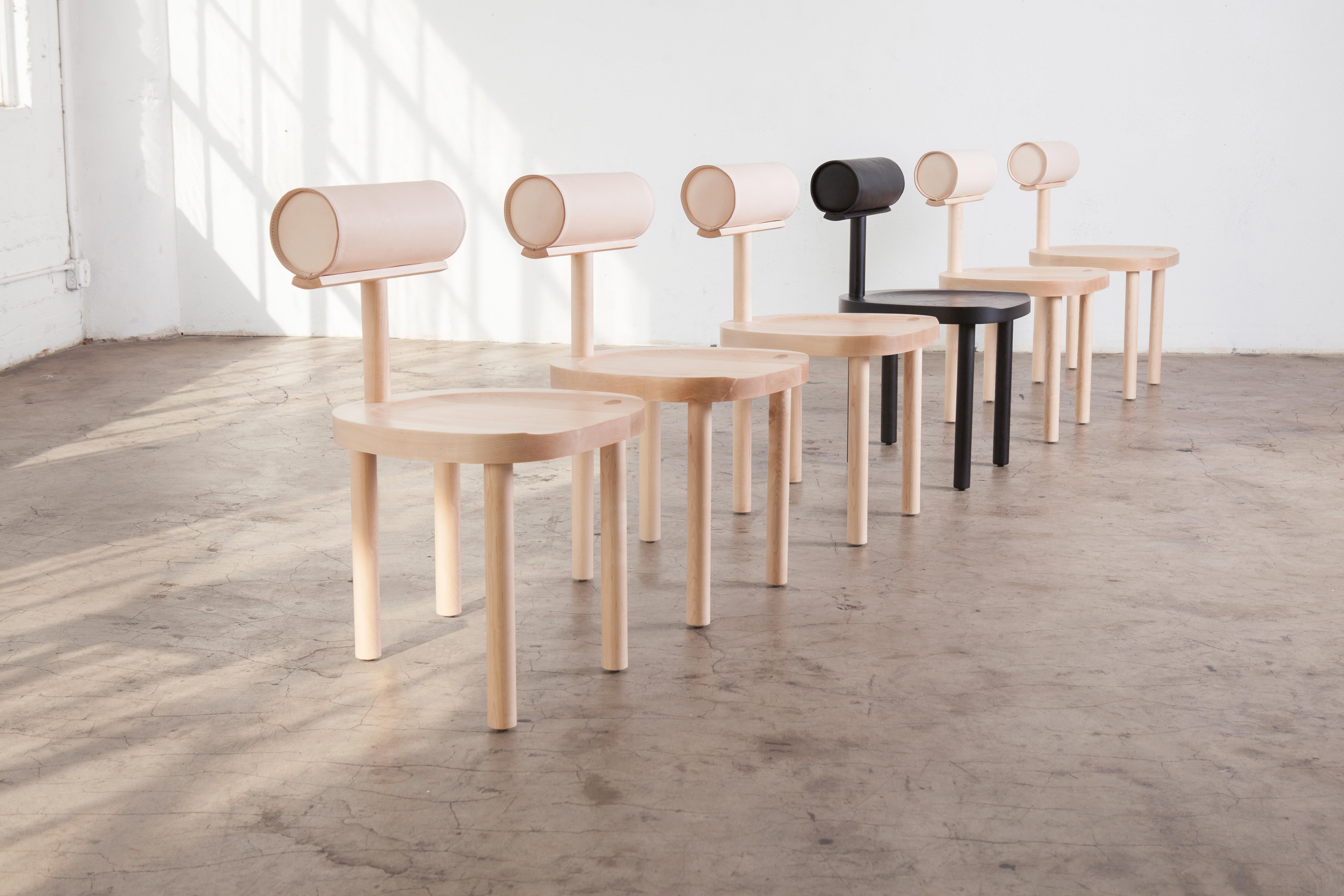 Woodwork UNA Dining Chair in Natural Maple with Leather Back by Estudio Persona For Sale
