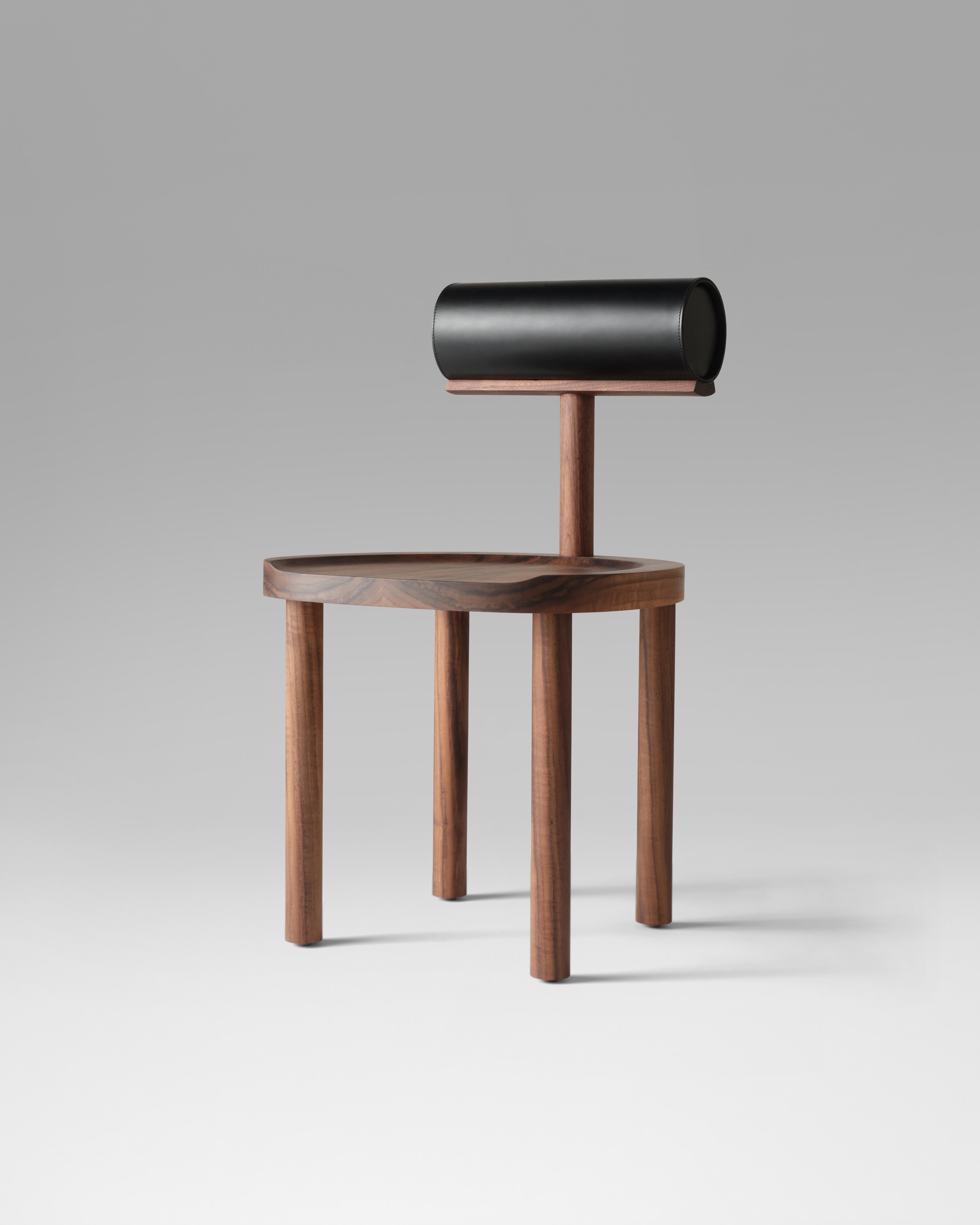 UNA Dining Chair in Natural Maple with Leather Back by Estudio Persona In New Condition For Sale In Los Angeles, CA