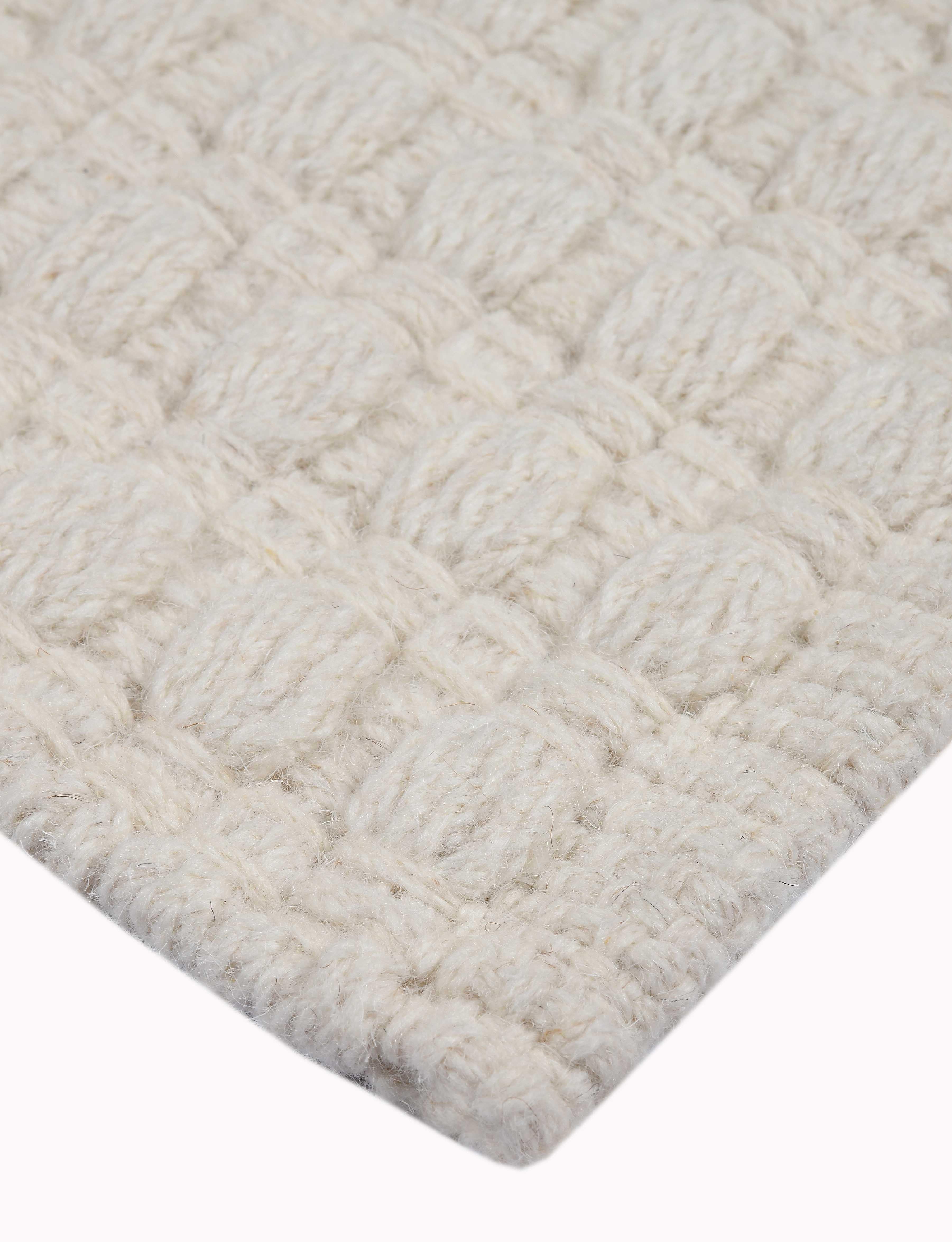 Indian Una, Ecru, Handwoven Face 60% Undyed NZ Wool, 40% Undyed MED Wool, 6' x 9' For Sale