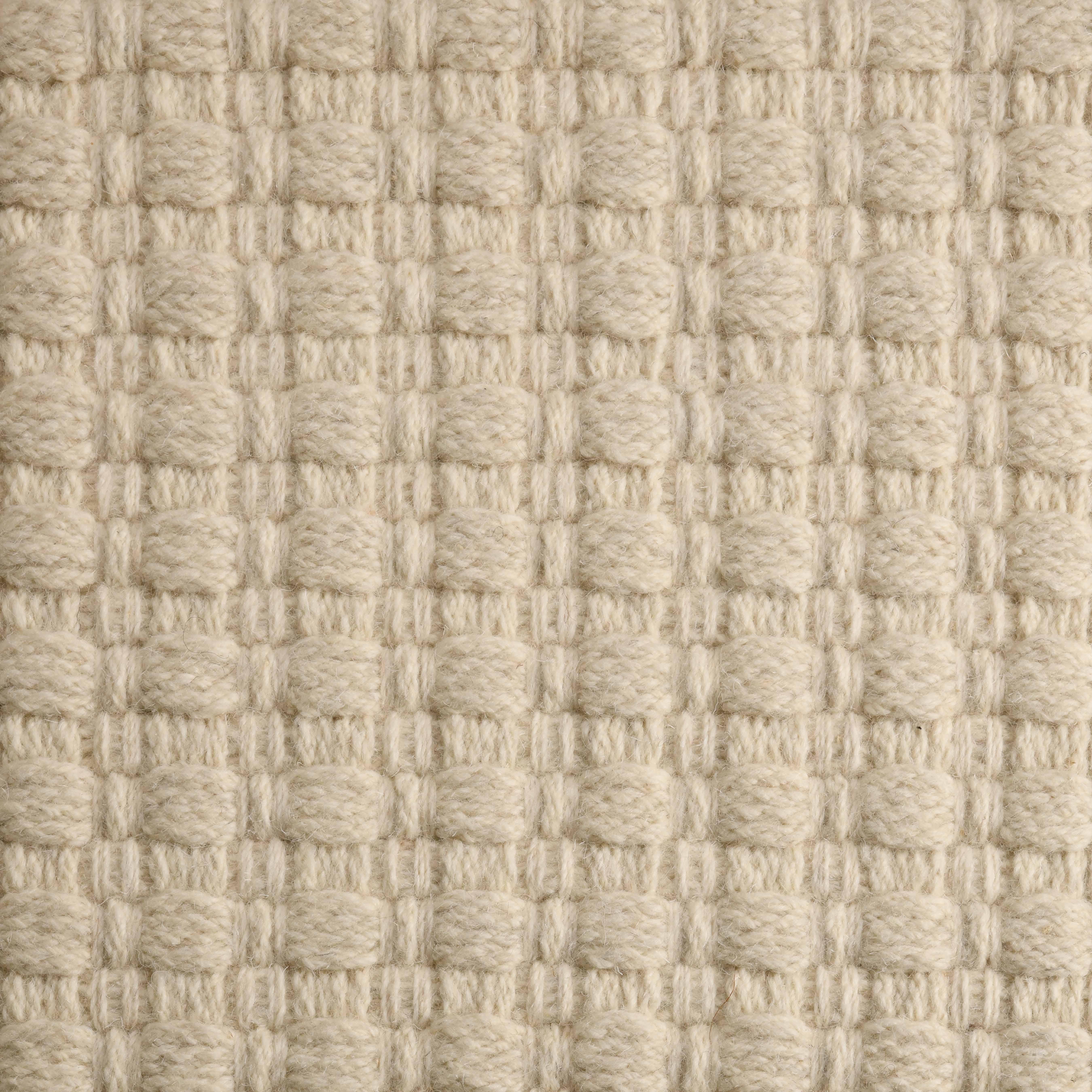 Una, Ecru, Handwoven Face 60% Undyed NZ Wool, 40% Undyed MED Wool, 6' x 9' For Sale