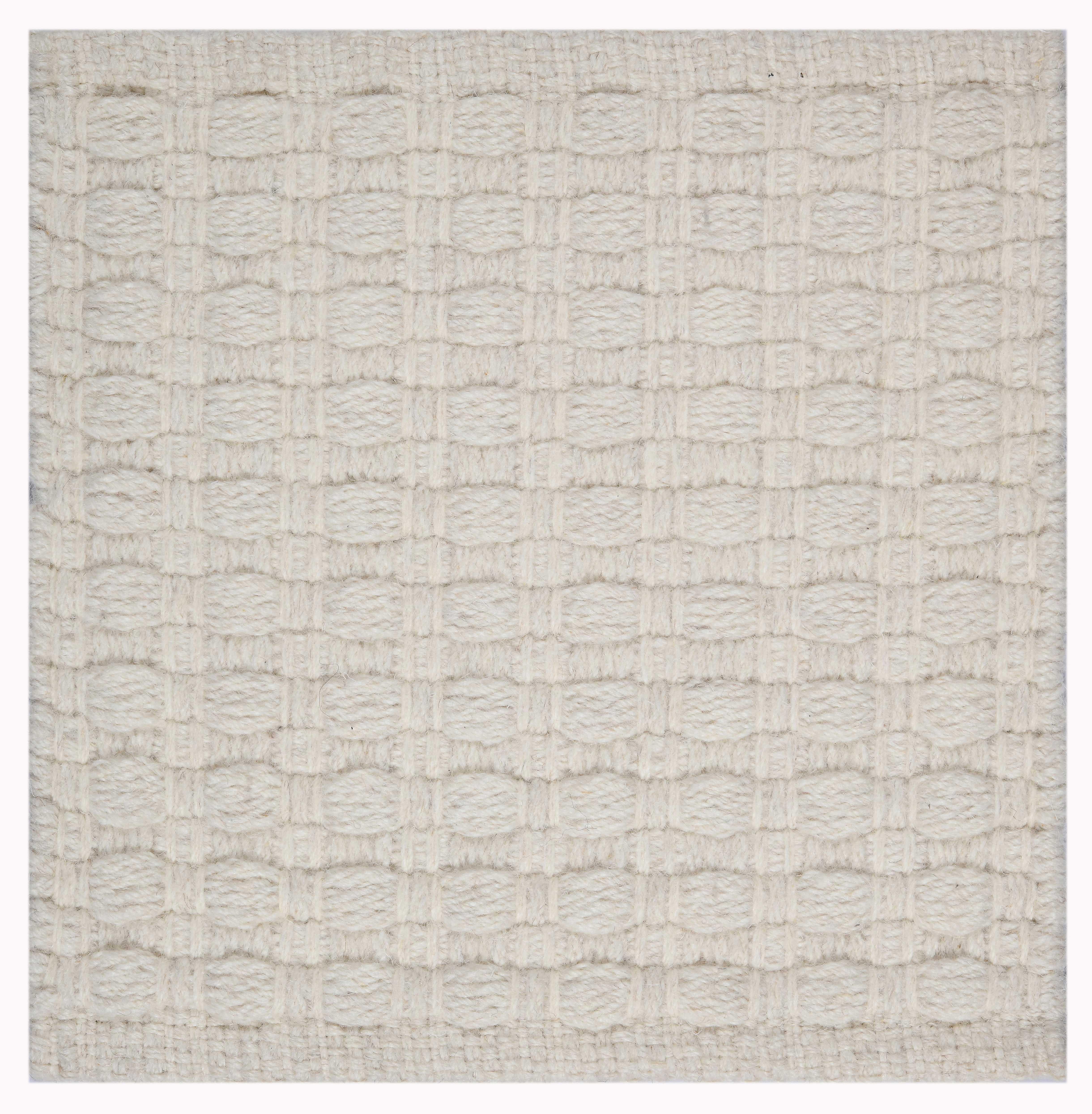 Contemporary Una, Ecru, Handwoven Face 60% Undyed NZ Wool, 40% Undyed MED Wool, 8' x 10' For Sale
