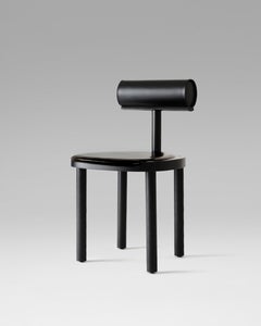 UNA Dining Chair in Black Stained Ash with Upholstered Seat by Estudio Persona