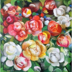 Peonies. Canvas, oil, 90x90 cm