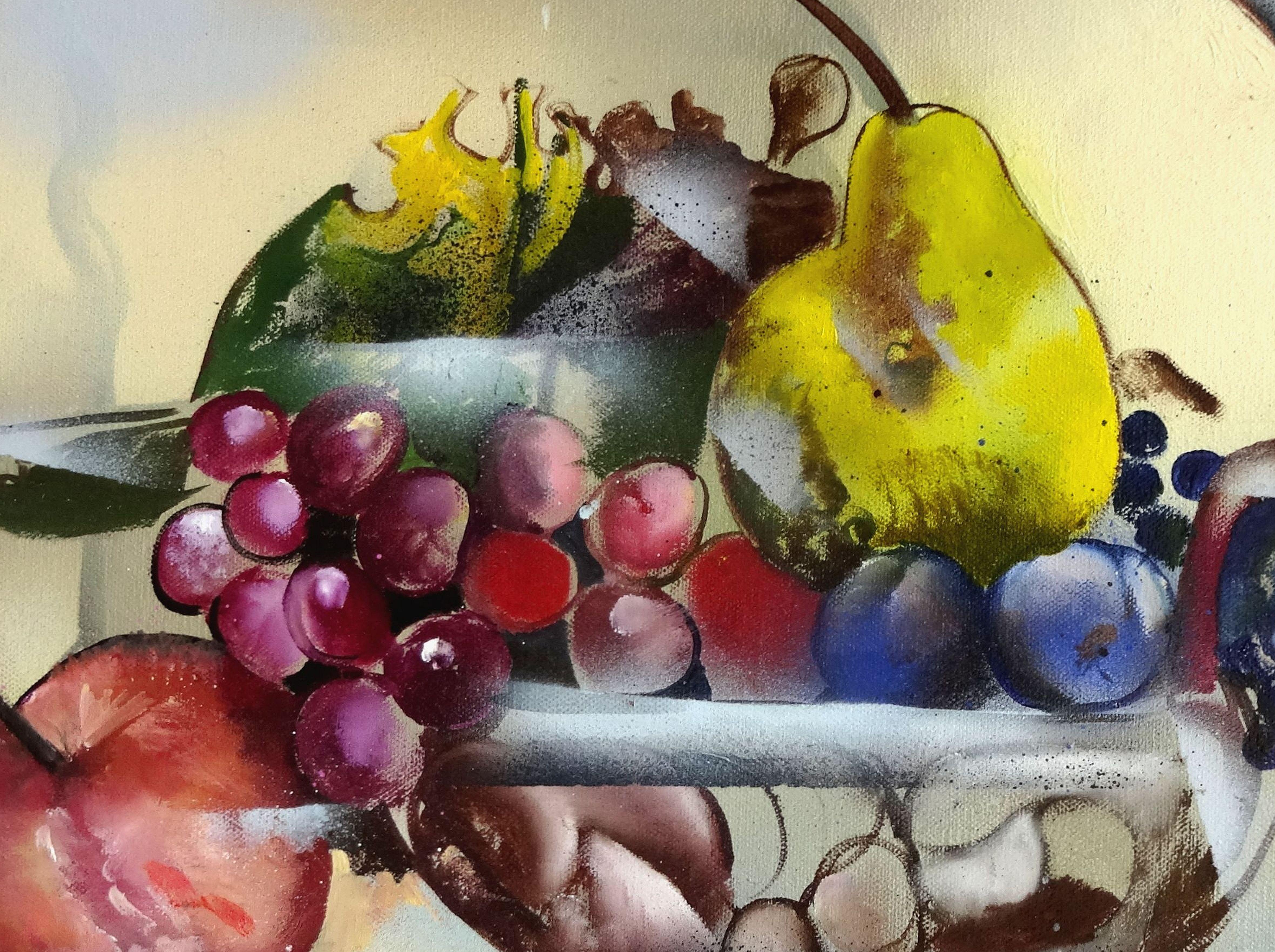 Das Stillleben mit einer Birne. 2021. Leinwand, Öl, 50x70 cm (Zeitgenössisch), Painting, von Una Lekuze