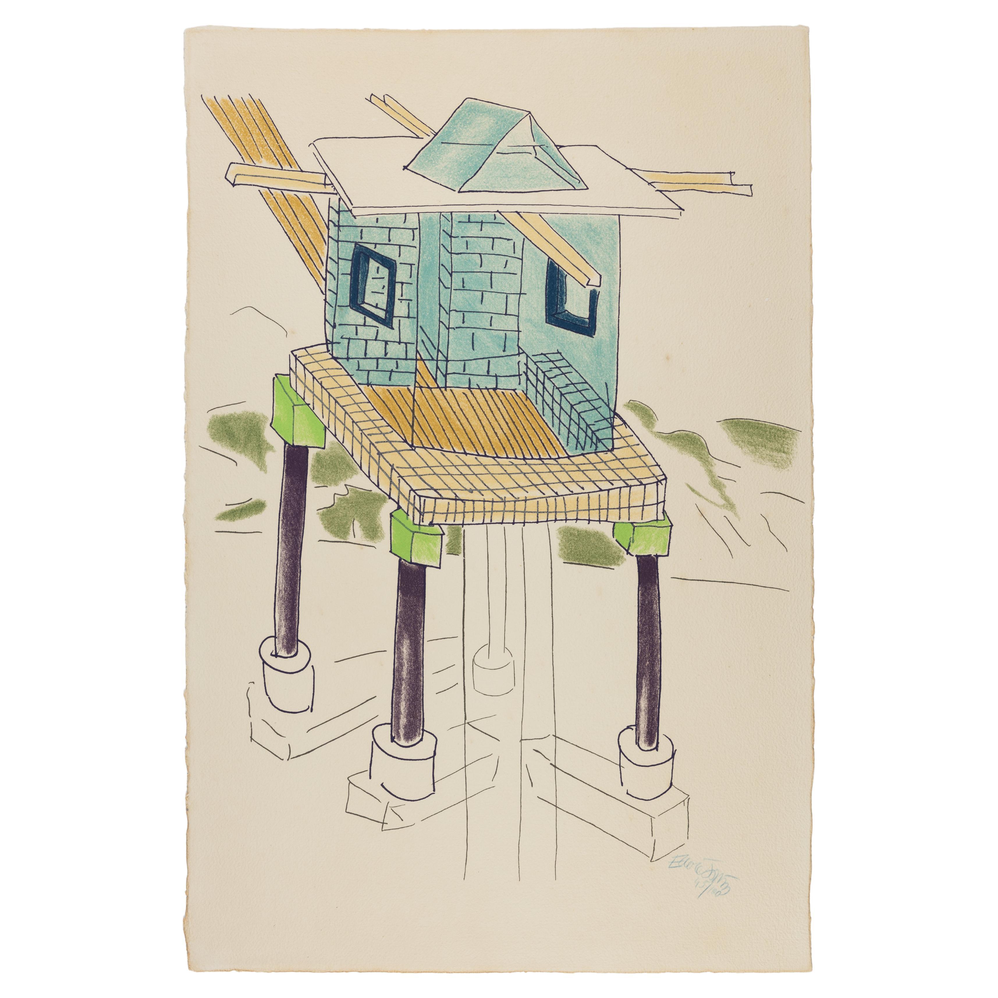 "Una Torre In California" Lithograph by Ettore Sottsass, 1986 For Sale