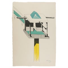 "Una Torre Nel Deserto" Lithograph by Ettore Sottsass, 1986