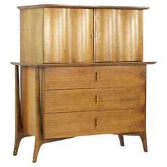 SOLD 07/24/23 Unagusta Forward Mid-Century Walnut Furniture Highboy Dresser