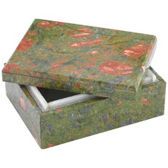 Unakit Jaspis Halbedelstein Dekorative Edelstein Geschenkbox mit Deckel