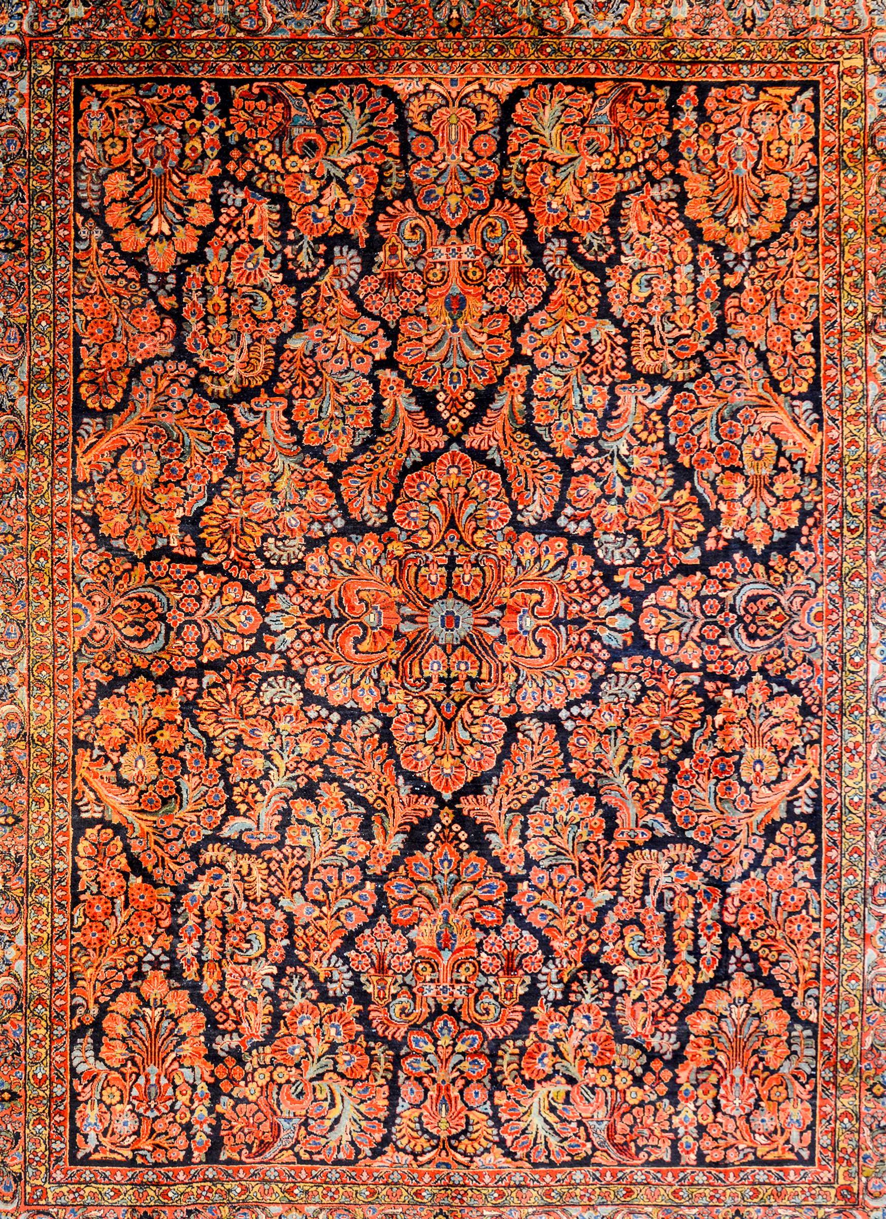 An unbelievable early 20th century Sarouk rug with the most elaborate pattern.