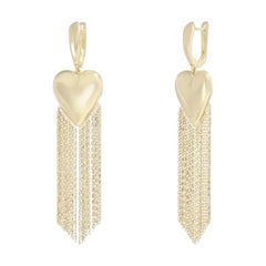 Unbelievable Heart Waterfall Yellow Dangle Drop Chain Gold Earrings for Her
