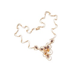 Halskette aus 18 Karat Gelbgold mit unvergleichlichem Quarz, Citrin und Diamant in Weiß