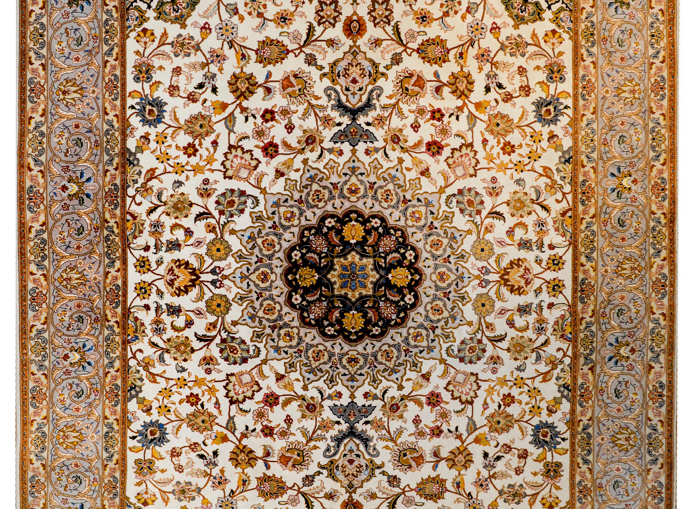 Persian Unbelievable Vintage Century Tabriz Silk Rug For Sale