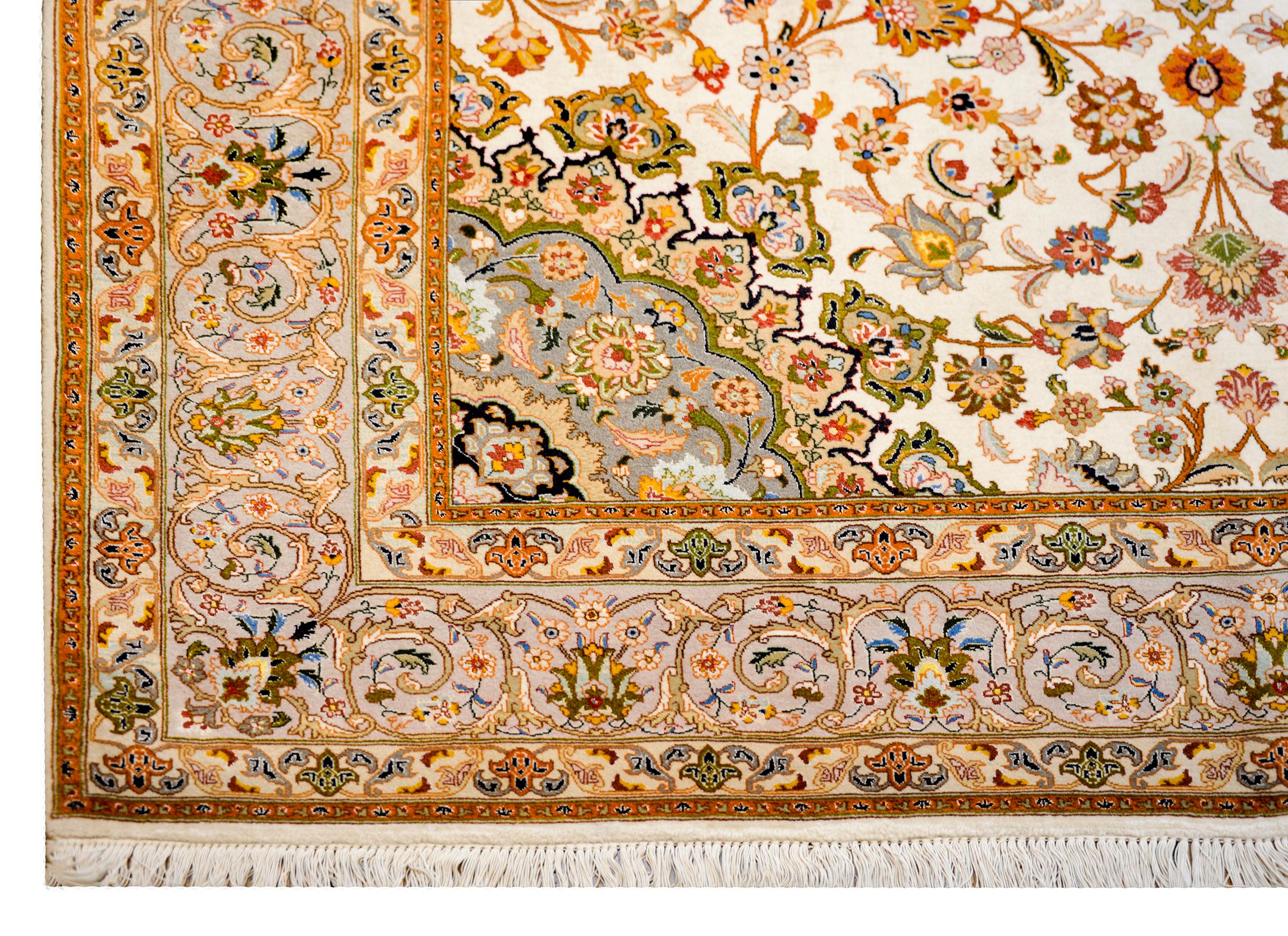 Wool Unbelievable Vintage Century Tabriz Silk Rug For Sale