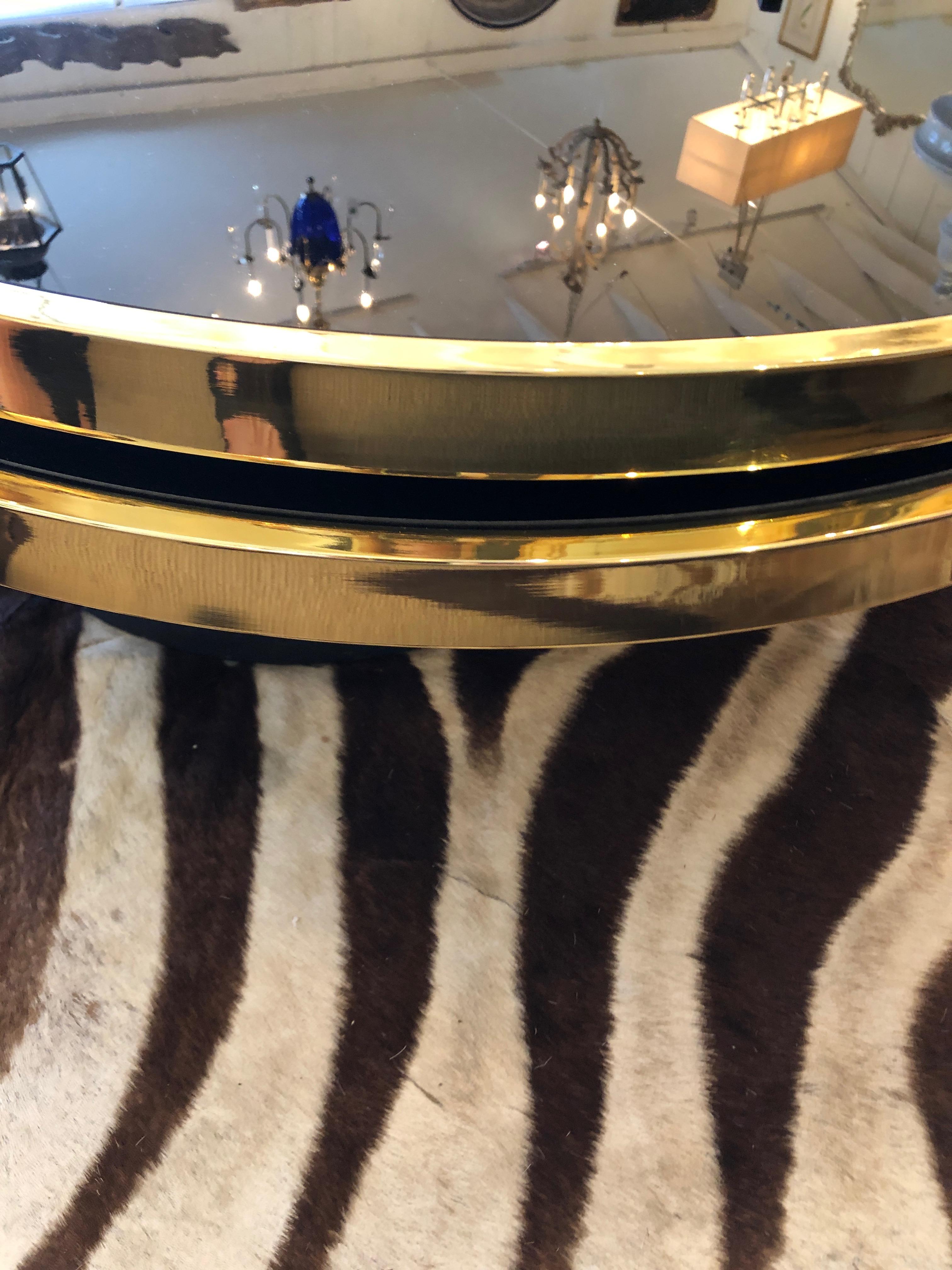 Unbelievably Chic DIA Round Brass and Glass Swivel Cocktail Table In Good Condition In Hopewell, NJ