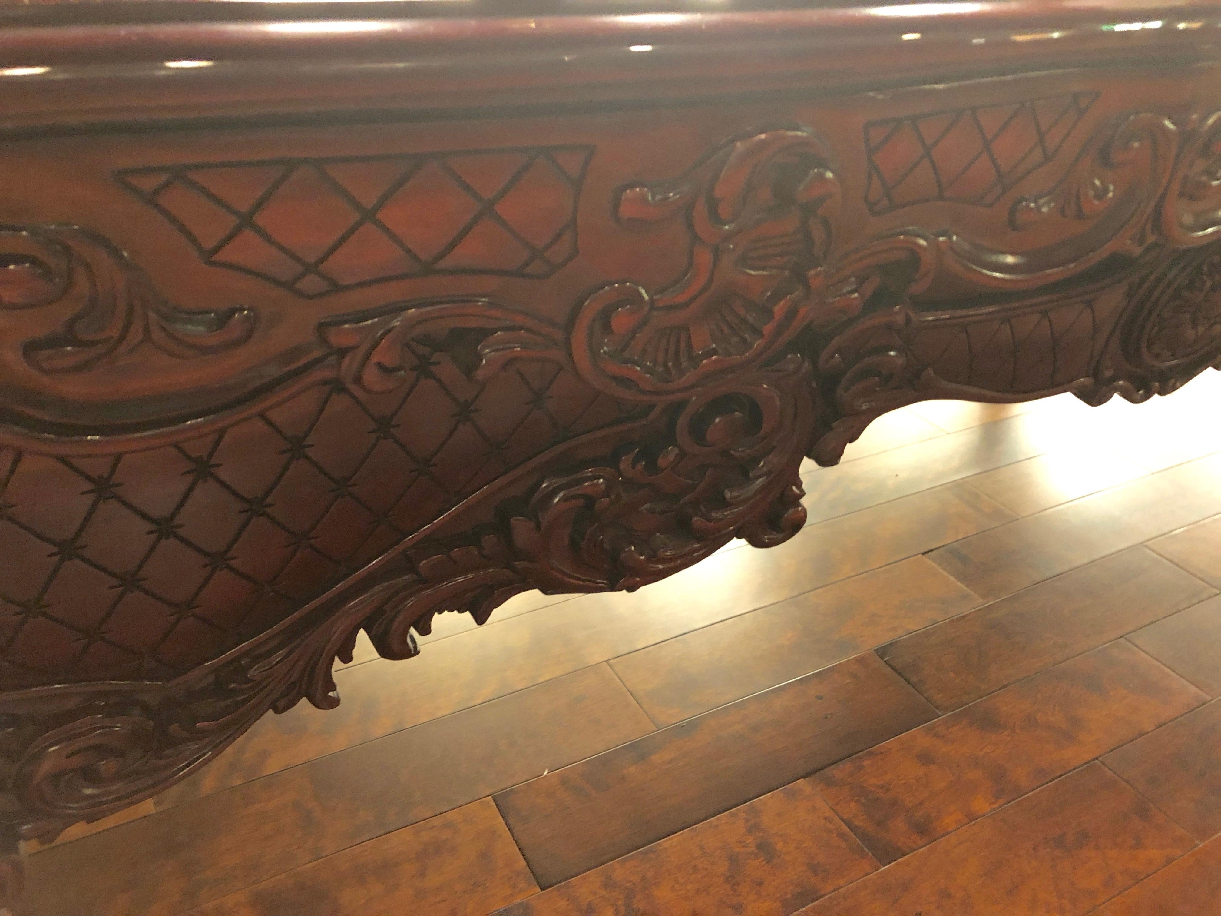 American Unbelieveably Sumptuous Custom Made Mahogany and Leather Pool Billiard Table