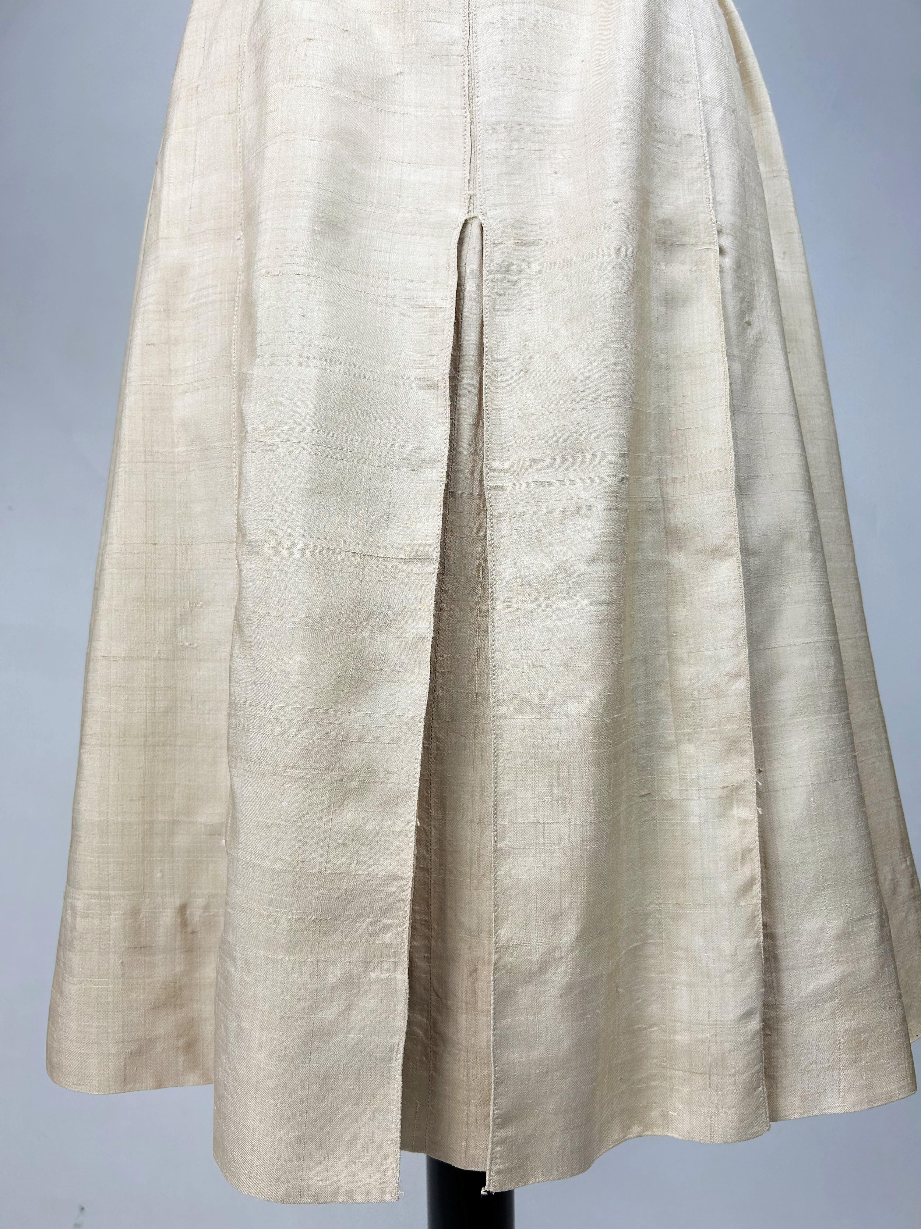 Robe d'été en soie sauvage écrue - France Circa 1930-1940 Bon état - En vente à Toulon, FR