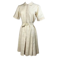Vintage Unbleached wild silk summer dress - France Circa 1930-1940